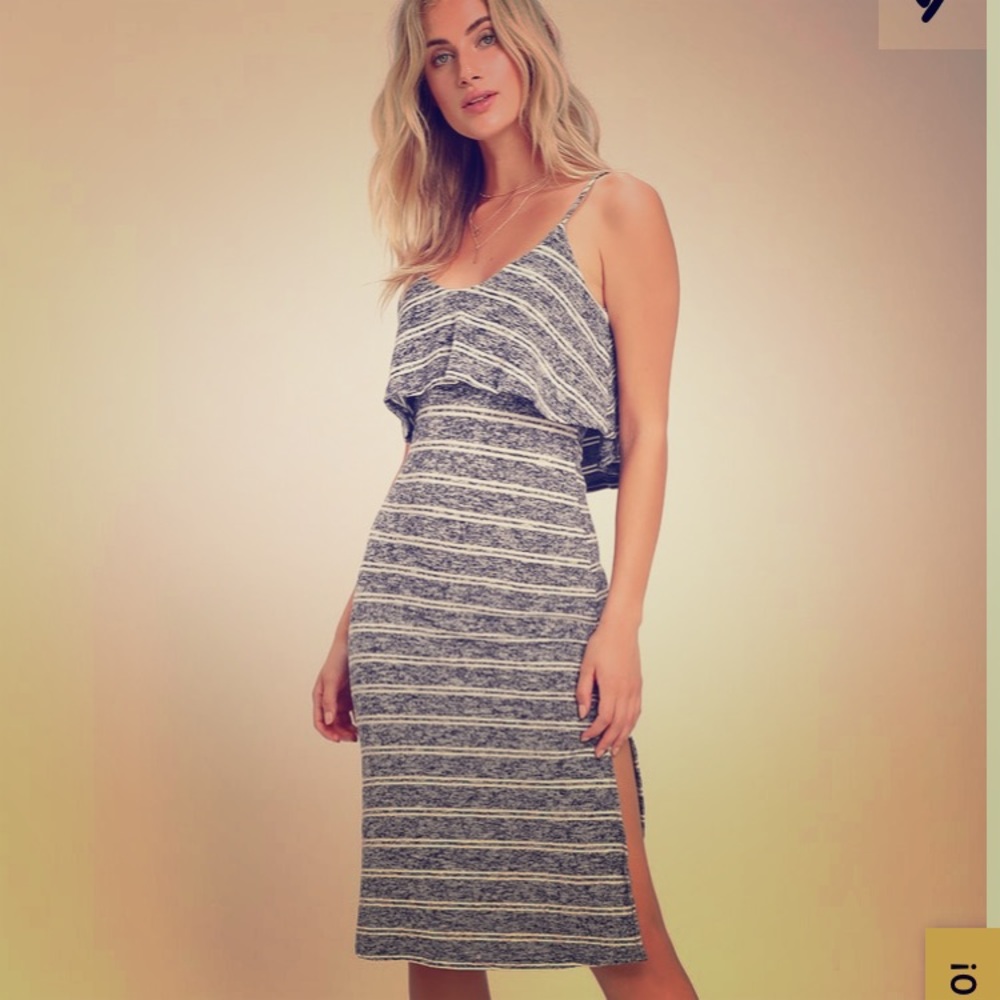 Lulu’s Navy Blue Striped Bodycon Midi dress